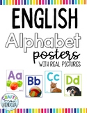 Real Pictures English Alphabet Posters - White and Rainbow