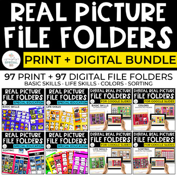 Preview of Real Pictures File Folders Bundle for Special Ed: Print + Digital