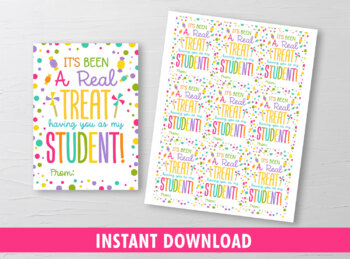 Preview of Real TREAT Gift Tags, Candy, Lollipop Favors Cards, Student Exchange Ideas