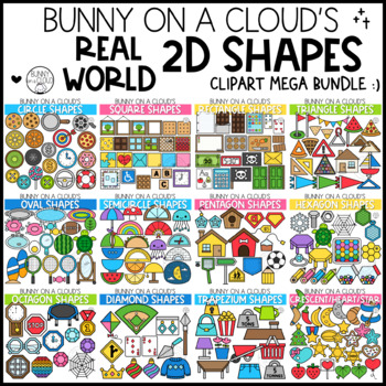 Preview of Real World 2D Shapes Clipart Mega Bundle by Bunny On A Cloud