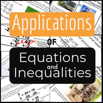 Preview of Applications of Equations and Inequalities + GOOGLE FORM for Distance Learning