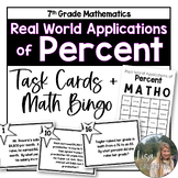 Real World Applications of Percent - 7th Grade Task Cards 