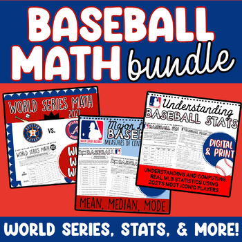 Preview of Baseball Math Activities Bundle for Real-World Statistics and World Series