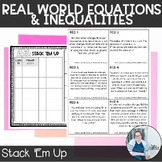 Real World Equations & Inequalities Stack 'Em Up Game TEKS 8.8b