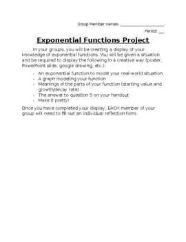 Preview of Real World Exponential Functions Project