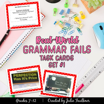 Preview of Real-World Grammar Fails, Proofreading Task Cards, Set #1