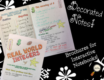 Preview of Real World Integers - Decorated Notes Brochure for Interactive Notebooks