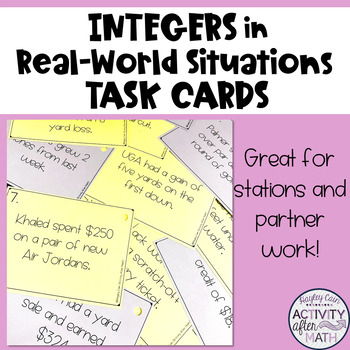 Preview of Real World Integers Situations Task Cards