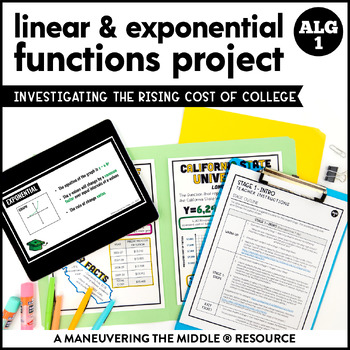 Preview of Real-World Linear & Exponential Functions PBL | Algebra End of Year Math Project