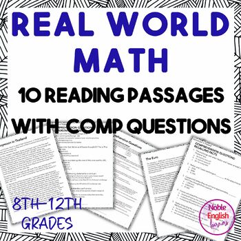 Preview of Real World Math Reading Comprehension Passages and Questions