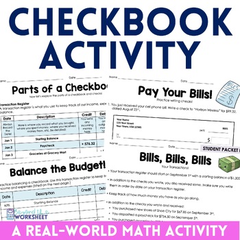 Preview of Real World Math Checkbook Lesson and Activity