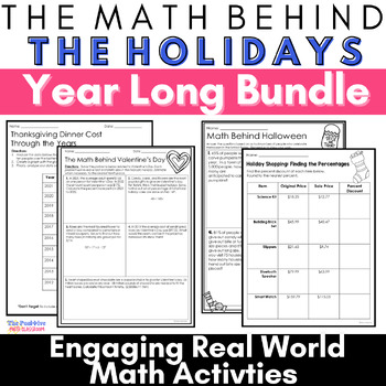 Preview of Real World Math Holidays Activity Bundle | Thanksgiving Black Friday