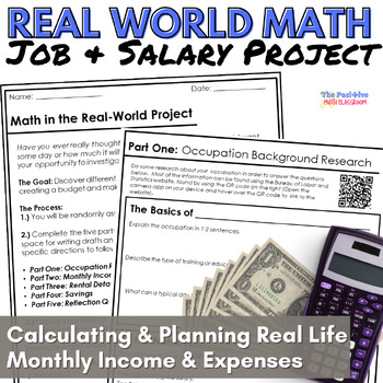 Preview of Real World Math Project | Jobs, Salaries & Budgets