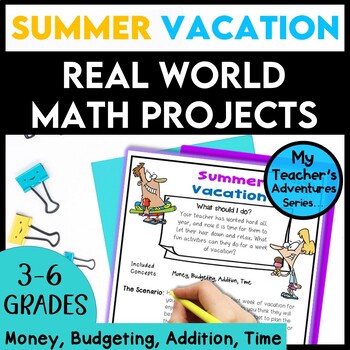 Preview of Real World Math Projects Money & Time | Inquiry Based Math Summer Vacation