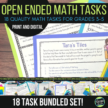 Preview of Real World Math Task Open Ended Problem Solving Challenge BUNDLE Print & Digital