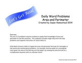Real World Math Word Problems Area & Perimeter ~CCSS 4.MD.A.3 Alligned