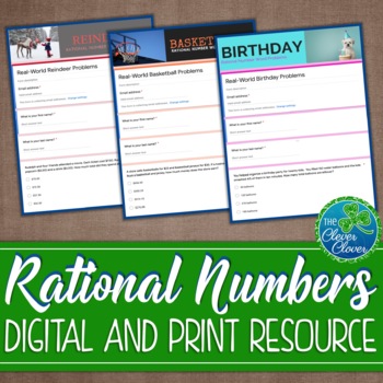 Preview of Rational Number Word Problems - Digital and Print - Google Forms