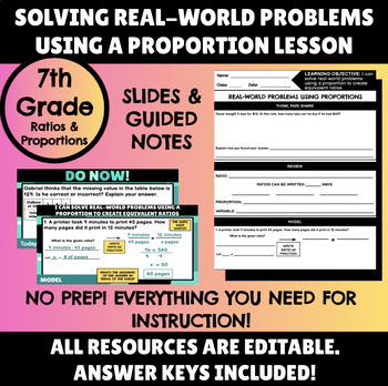 Preview of Real-World Proportional Relationships Lesson: Slides, Notes, Worksheets