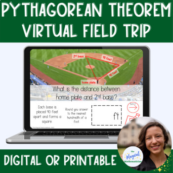 Preview of Real World Pythagorean Theorem: Field Trip to Ball Park - Digital and Printable