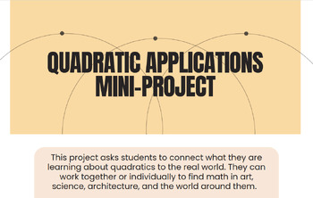 Preview of Real World Quadratics Mini-Project