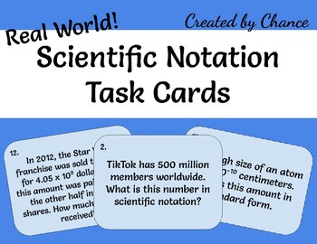 Preview of Real World Scientific Notation Task Cards