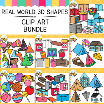 Preview of Real World 3D Shapes Math Clip Art Bundle