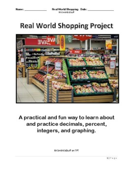 Preview of Real World Shopping - Project Based Math - Free main portion