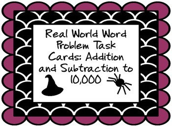 Preview of Real World Two Step Word Problem Task Cards: Addition and Subtraction to 10,000