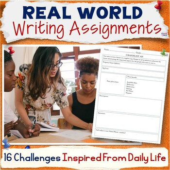 Preview of Real World Writing Prompts and Life Connected Topics for Middle School ELA