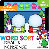 Real and Nonsense Word Sort Kindergarten Reading Worksheet