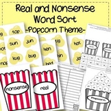 Real and Nonsense Word Sort Popcorn Theme