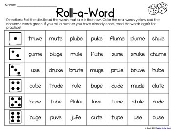 Real and Nonsense Words: Long U Silent E by Jen Ross - Teacher by the Beach