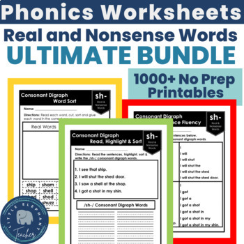 Preview of Phonics Worksheets and Activities for Older Students - Real and Nonsense Words