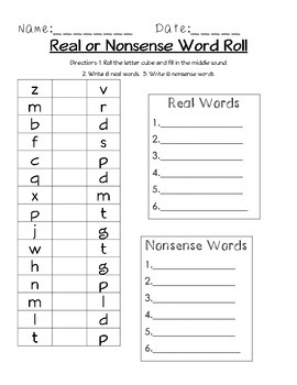 Preview of Real or Nonsense Word Roll