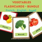 Real vegetable printable flashcards-English French Arabic 