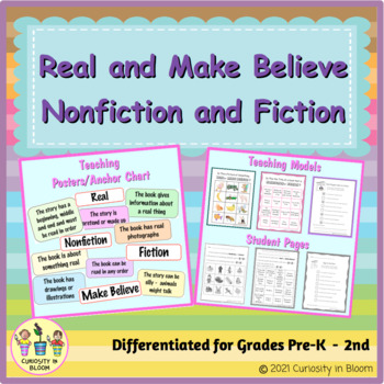 Preview of Real vs Make Believe and Nonfiction vs Fiction Lessons and Activities