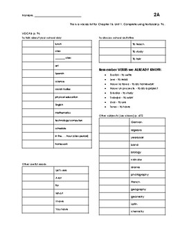 Preview of Realidades 1 2A Gustar, Activity Vocab & Grammar Guided Notes (Cloze) Spanish 1