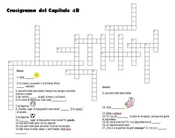 Realidades 1 4B - Crossword Puzzle / Crucigrama by TeacherLisa | TpT