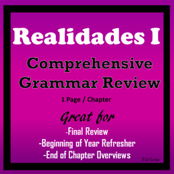 Preview of Realidades 1 /Autentico 1 - Grammar Review - One page per chapter