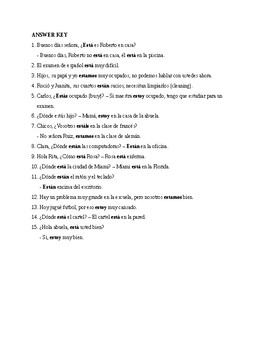 Realidades 1, Chapter 2B. The verb estar. Quiz / Activity by Ole AZUL