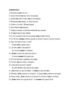 Realidades 1, Chapter 5B. The verbs ser and estar. Quiz / Activity by ...