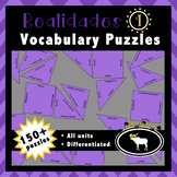 Realidades 1 Spanish Vocabulary Puzzles (Entire Textbook)
