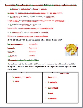 Realidades 1 Tema 3A Videohistoria Activities Worksheet | TPT