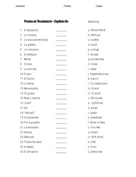 Spanish 1 Class Subjects Vocab. - ProProfs Quiz