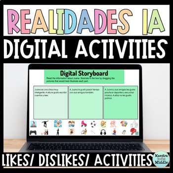 Preview of Realidades 1A Digital Activities | Spanish Likes, Dislikes, Activities, Gustar