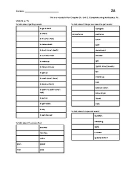 Preview of Realidades 2 2A ¿Cómo te preparas? Vocab Grammar Guided Notes (Cloze) Spanish 2