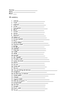 Preview of Realidades 2 3B Vocab fill in the blanks worksheet