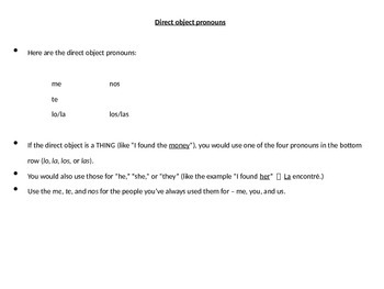Preview of Realidades 2 Chapter 3A Grammar PowerPoint, D.O. pronouns, irregular preterite