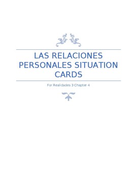 Preview of Realidades 3 Chapter 4 Las relaciones personales situation cards