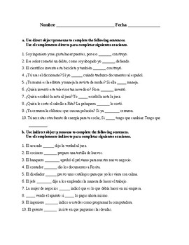 Realidades 3, Chapter 6. Direct and Indirect Object Pronouns. Quiz ...